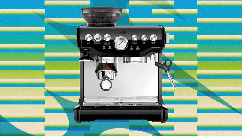 Black and silver at-home coffee and espresso machine