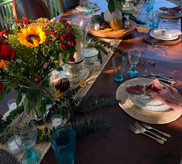 Candle Centerpiece & Crisp Napkins Column