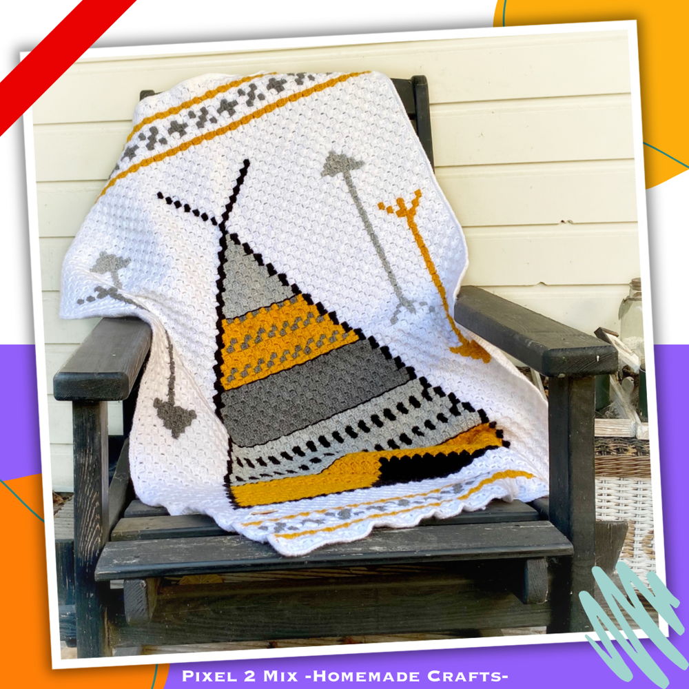 Dixy - The Wigwam/Tipi (Play) Blanket - Corner to Corner C2C Crochet