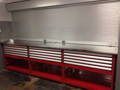 Red Automotive Parts Counter with Shelves and Drawers Tampa