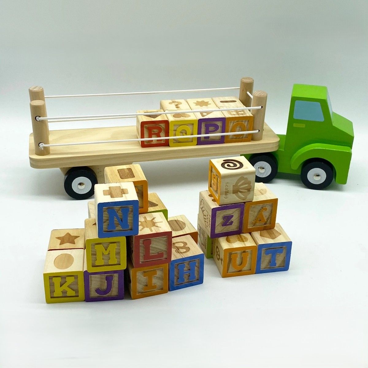 Learning toy Truck: Wooden kids alphabet and numbers toy truck - Image 5