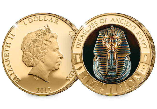 1 x EGYPT KEYRING ONE POUND KING TUT ANKH AMON COIN UNC SCARCE NO LONGER MINTED 