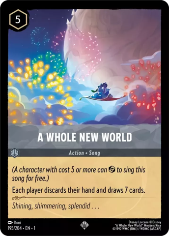 A Whole New World card from Disney's Lorcana: The First Chapter.