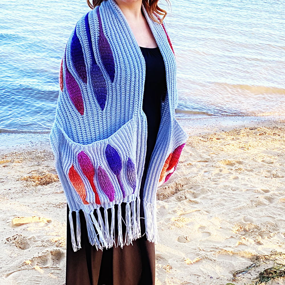 Embossed Fall Pocket Shawl