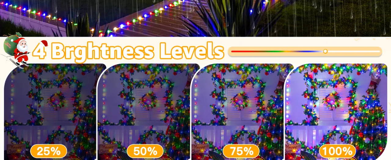 Features of Ollny's 800 leds clear cable cool white string lights - desktop size