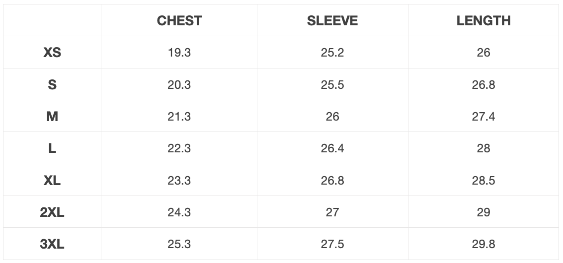 SWEATERS OUTERWEAR SIZE CHARTS Iron Yokai