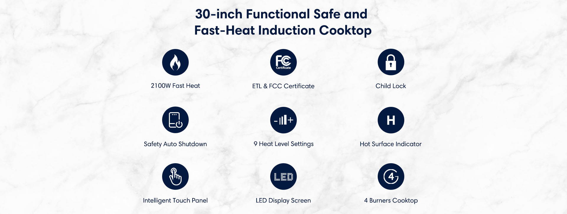 30 inch Functional Safe and Fast Heat Induction Cooktop