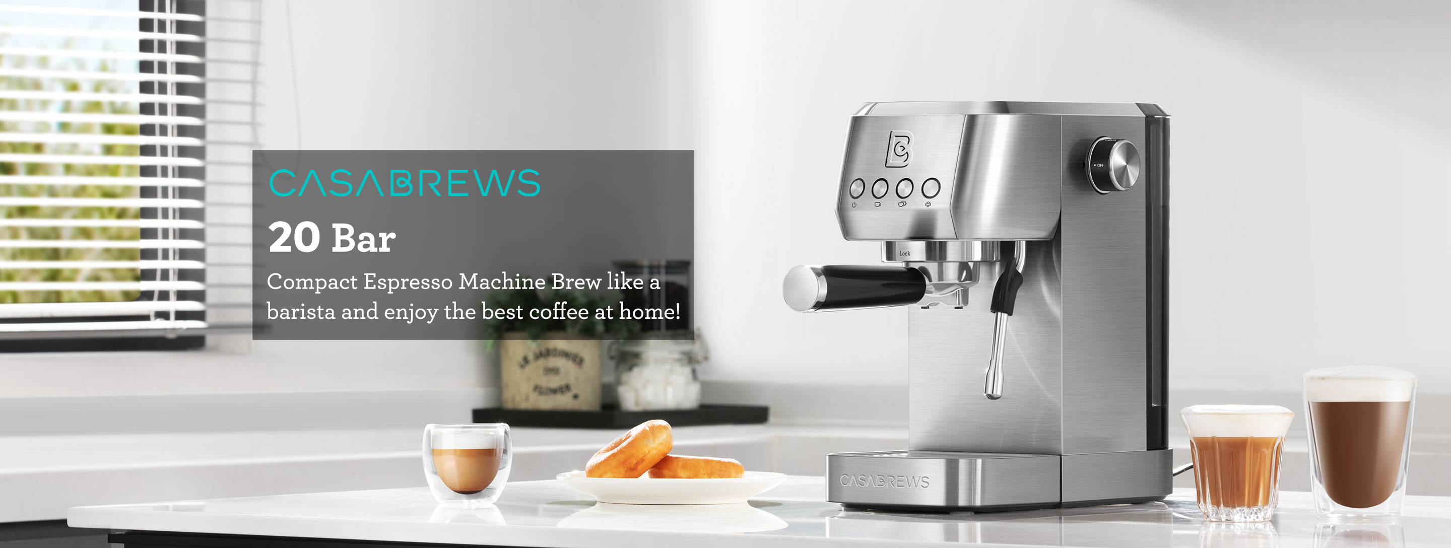 Casabrews 专业 20 巴意式浓缩咖啡机半自动咖啡机非常适合家庭使用，并以您喜欢的口味享用一杯咖啡。