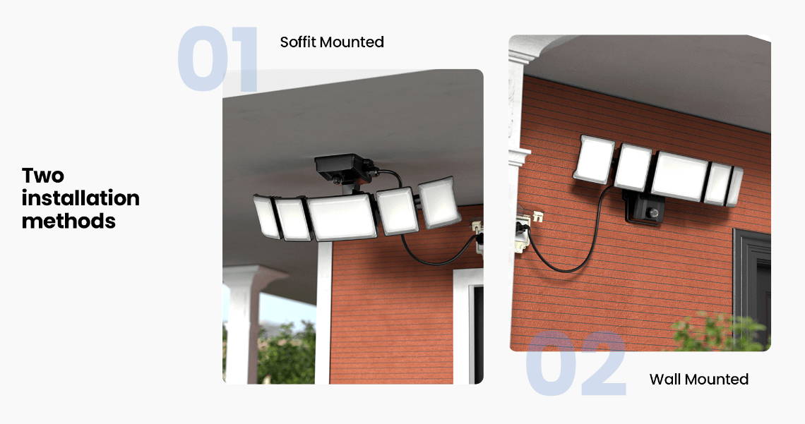 5 Heads 100W LED Outdoor Lights Installation