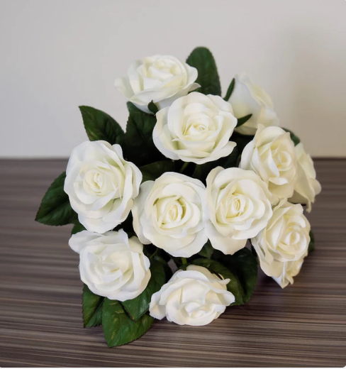 White Roses Flower Arrangement - Realistic Artificial Flowers