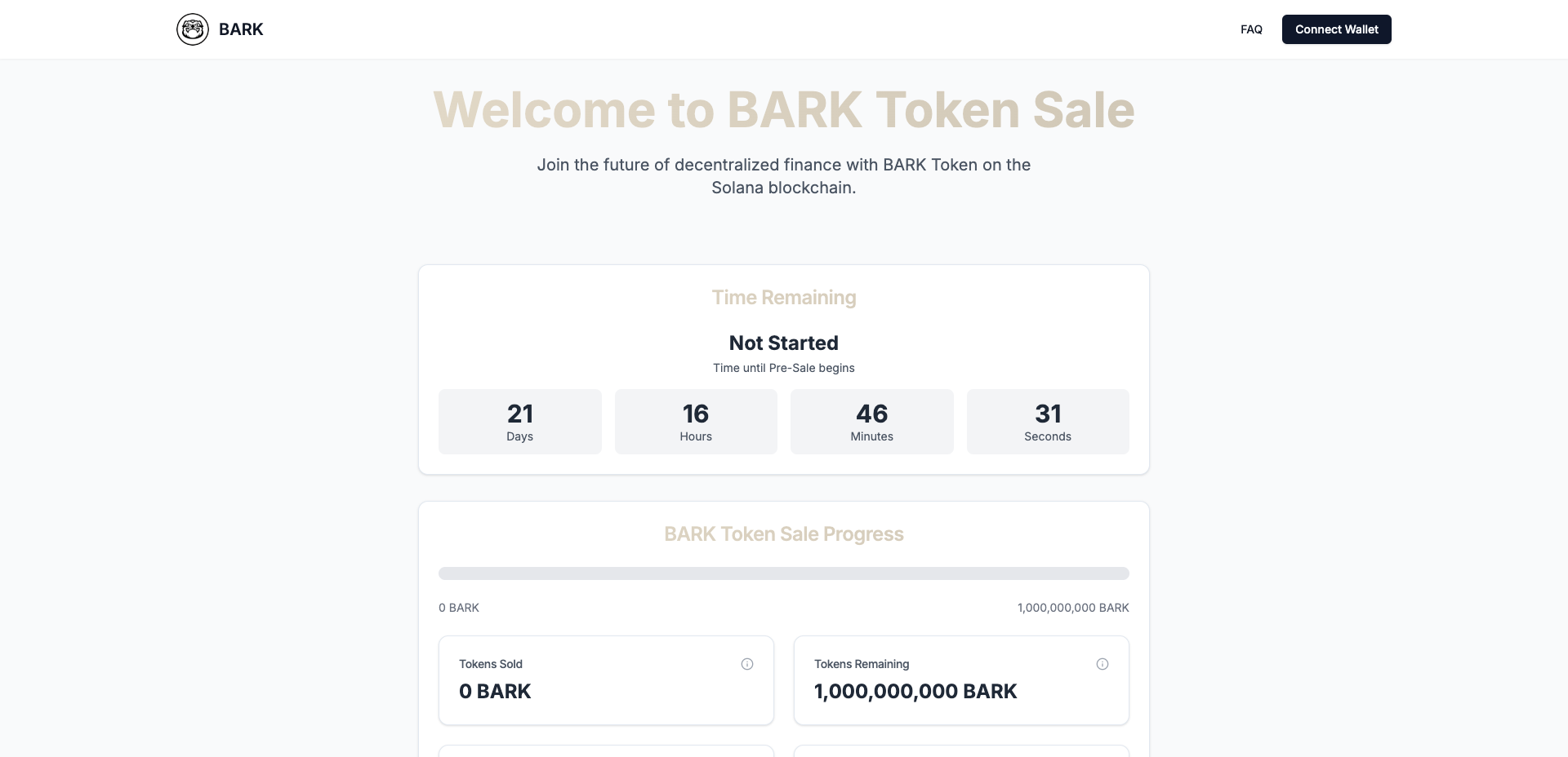 BARK Token Sale Platform UI/UX