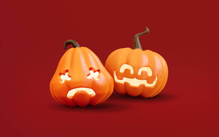 Sad pumpkin and smiling pumpkin (preview)