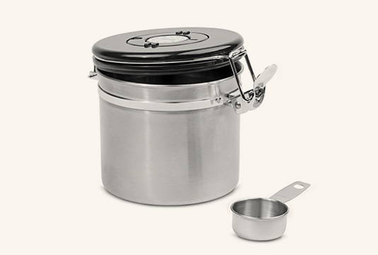 AIRTIGHT COFFEE CANISTER CONTAINER WITH STAINLESS STEEL SPOON