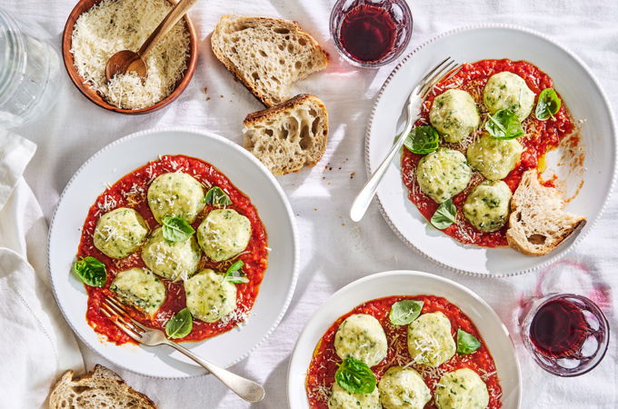 Gnudis aux herbes (<i>malfatti</i>)