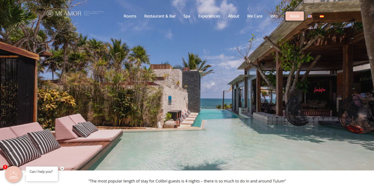Screenshot of Mi Amor Tulum, from the hotel websites collection.