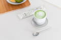 matcha latte in a cup on a table