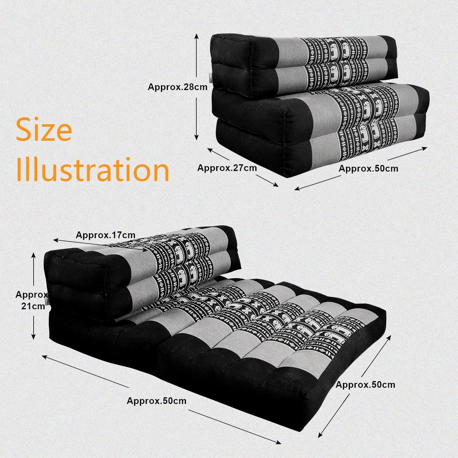 Thai kapok cushion 3-Fold Zafu Meditation Cushion Set-100% Kapok Fibre - Image 3
