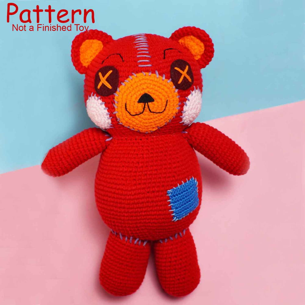 Red Teddy Bear amigurumi crochet doll