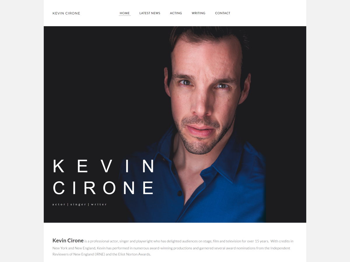 Screenshot of Kevin Cirone, from the actor websites collection.