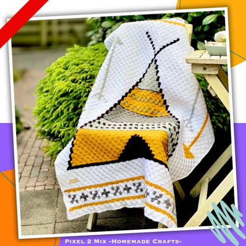 Dixy - The Wigwam/Tipi (Play) Blanket - Corner to Corner C2C Crochet