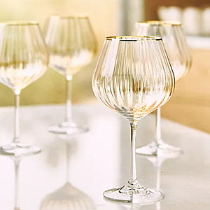 Anthropologie | Waterfall Red Wine Glasses, Set of 4 (Color Honey)