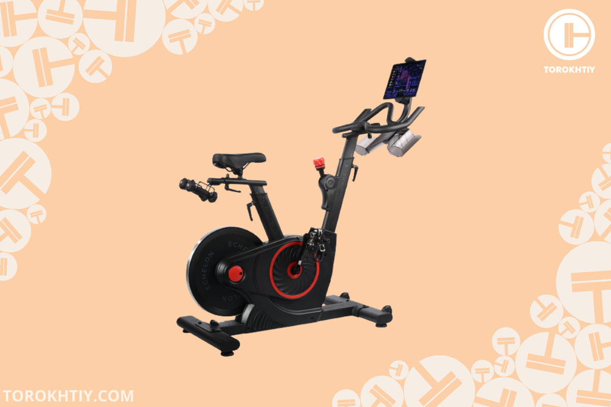 Echelon Smart Connect EX5 S Fitness Bike on orange bg