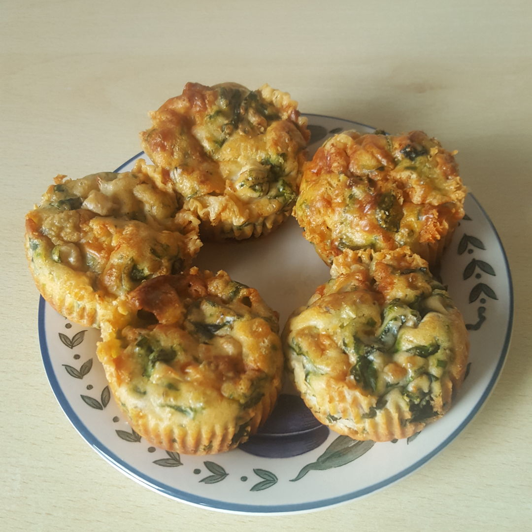 Stilton Cheese with cauliflower and spinach muffins.