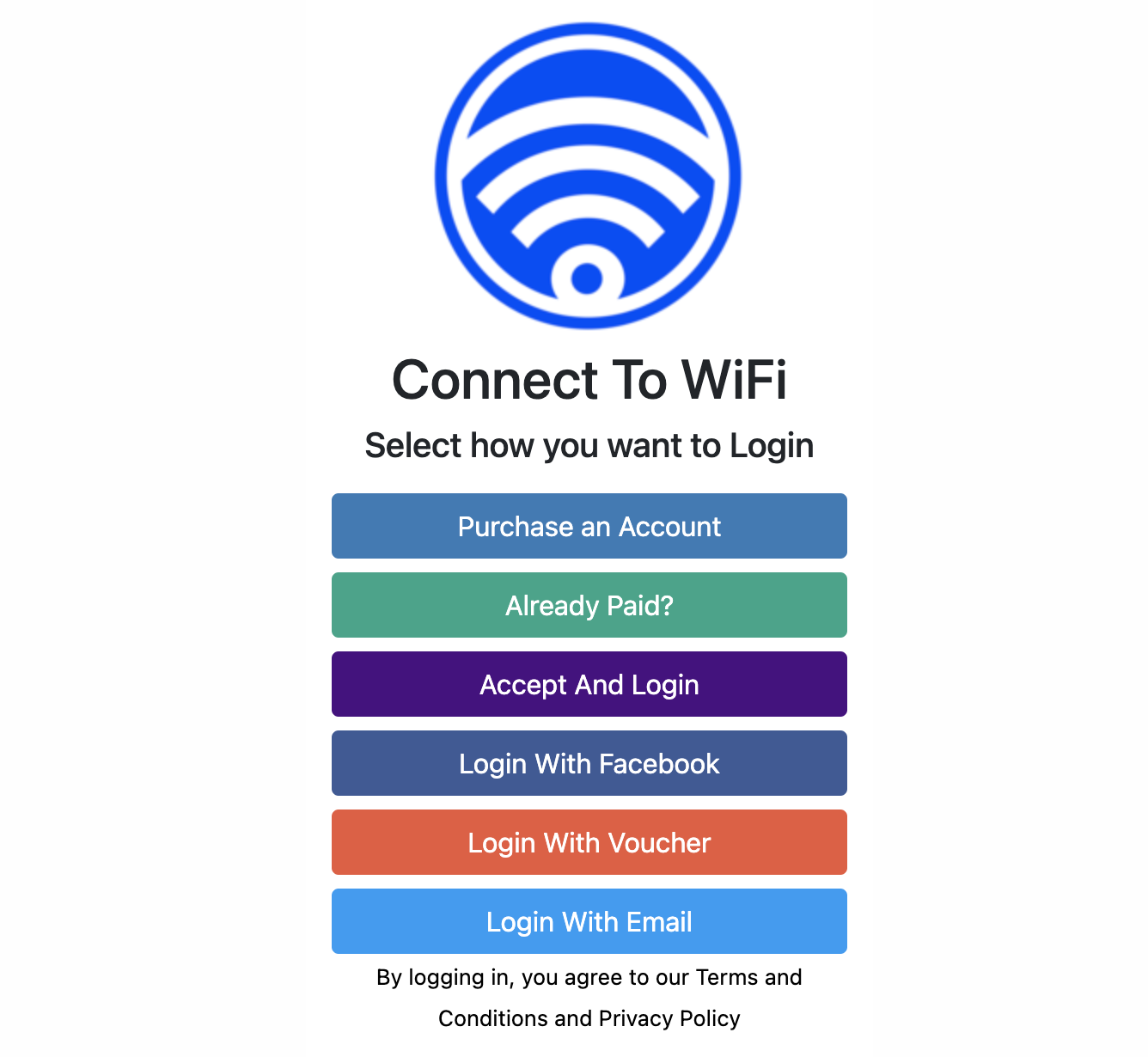 Wifi hotspot email collection, payment login and vouchers