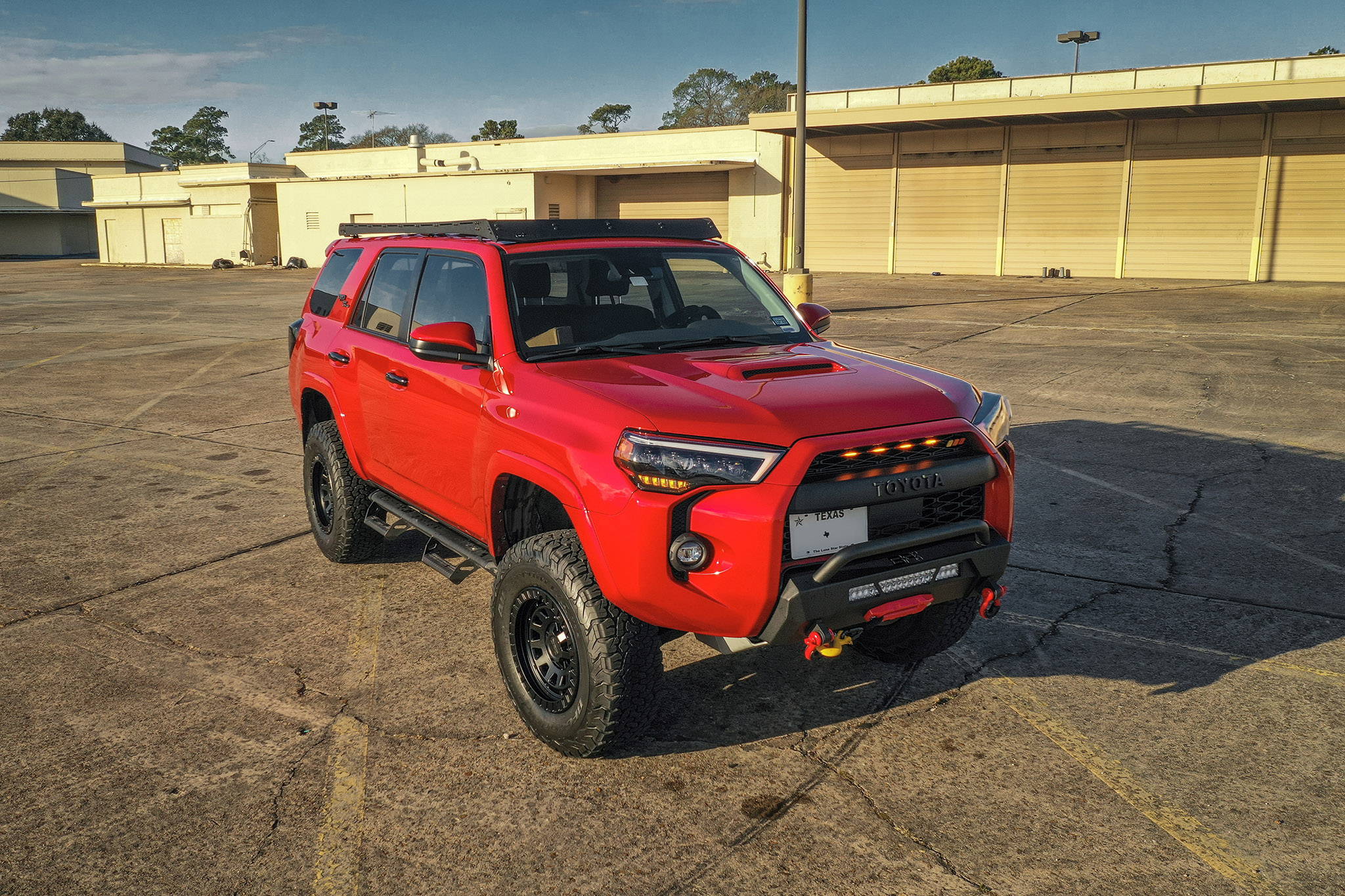 Red 2022 Toyota 4-Runner TRD Off-Road Lifted HD Overland Sector VENTURE 17x9.0 in All Satin Black