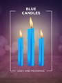 blue candles candle magiic 101 meaning icon with three lit candles and a purple and pink bokeh background