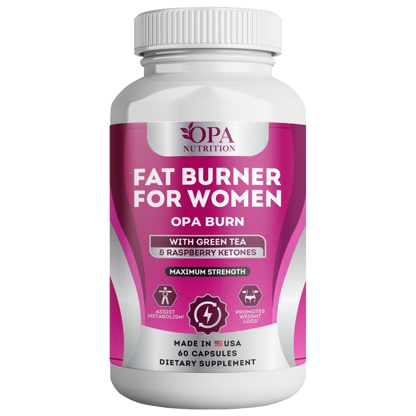 Green Tea Fat Burner for Women with Raspberry Ketone - 60 Ct. Front ingredients