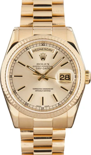 Rolex Day-Date 36 Champagne Index Dial President Bracelet