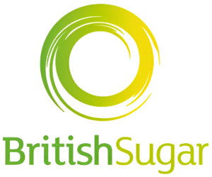 The logo features a green and yellow circular swirl above the words British Sugar in green and yellow gradient text on a white background.