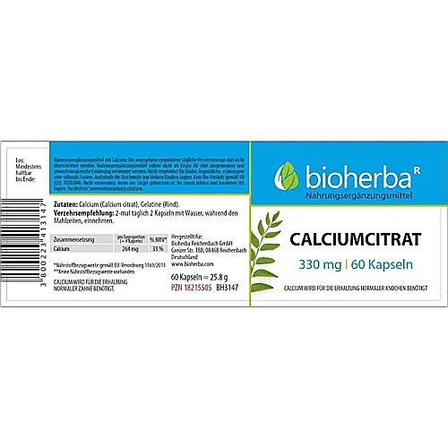 Calciumcitrat 330 mg 60 Kapseln