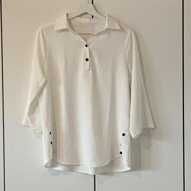White Shirt with Black Buttons