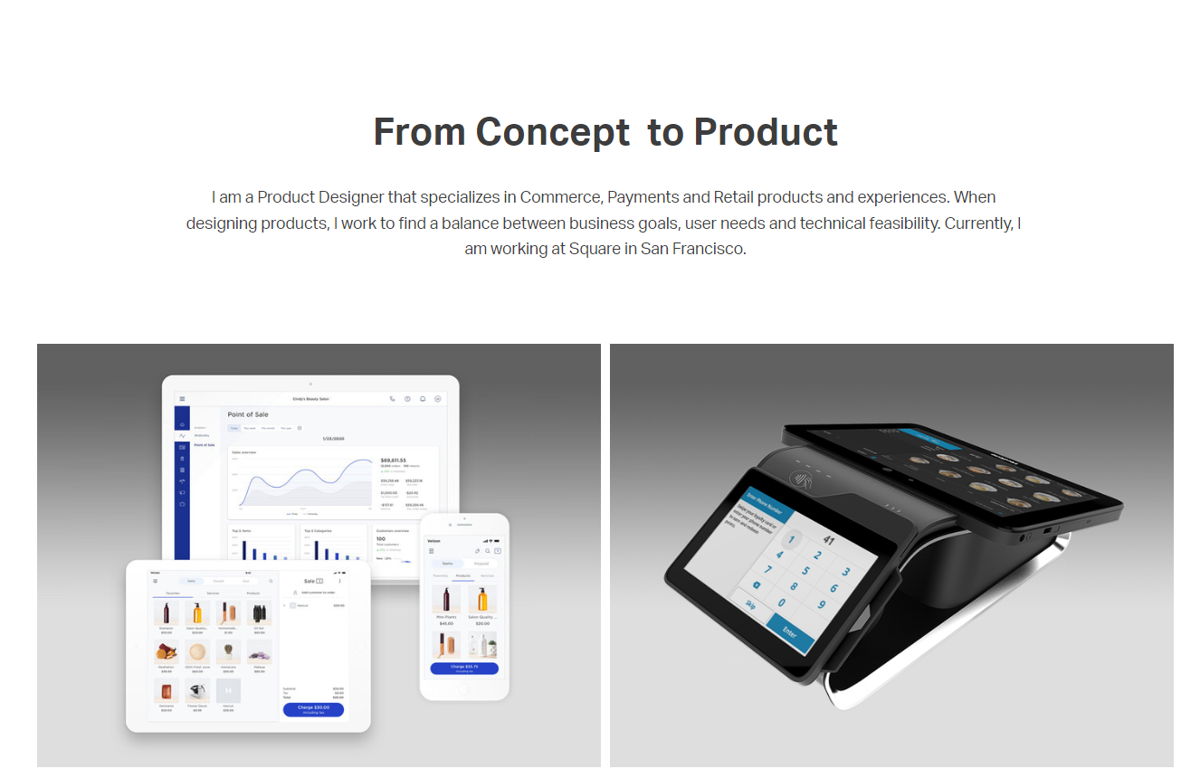 Screenshot of Product Designer, Sun, from the ux portfolios collection.