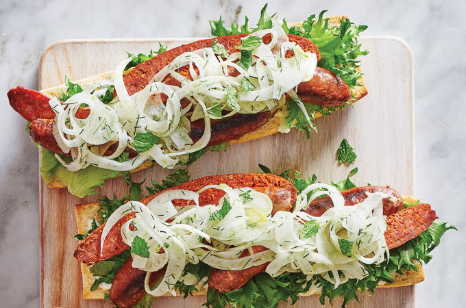Tartines aux merguez et au fenouil mariné