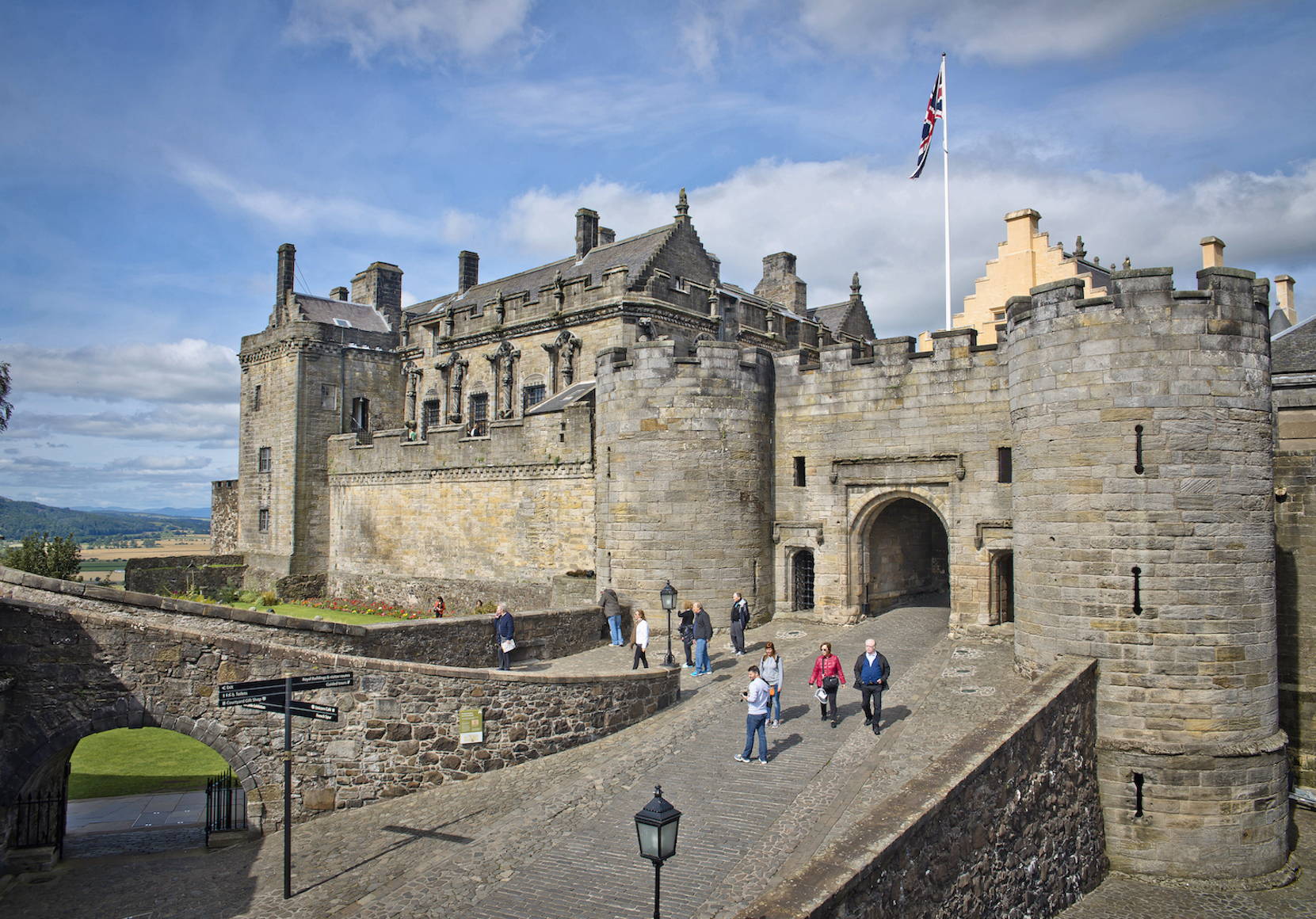 The entrance to Stirling Castle, with thick, fortified walls that have stood for centuries atop a volcanic plug