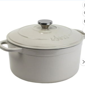 Lodge Cast Iron 5.5qt Oyster White Enameled Dutch Oven