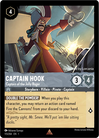 Captain Hook card from Disney's Lorcana: The First Chapter.