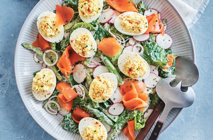 Smoked Trout and Devilled Eggs Salad