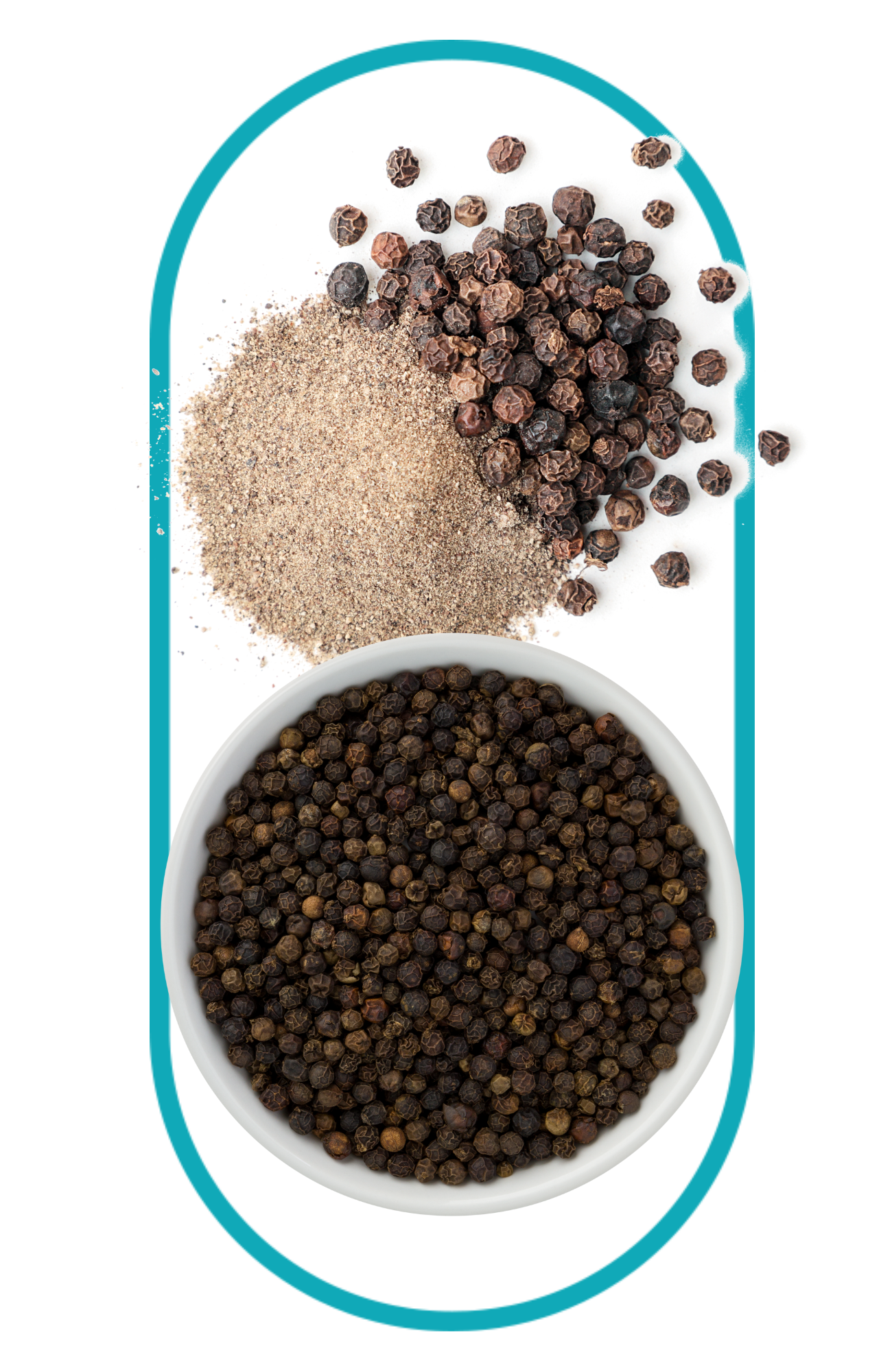 bowl of black pepper added in our Ashwagandha Dietary supplement Singapore