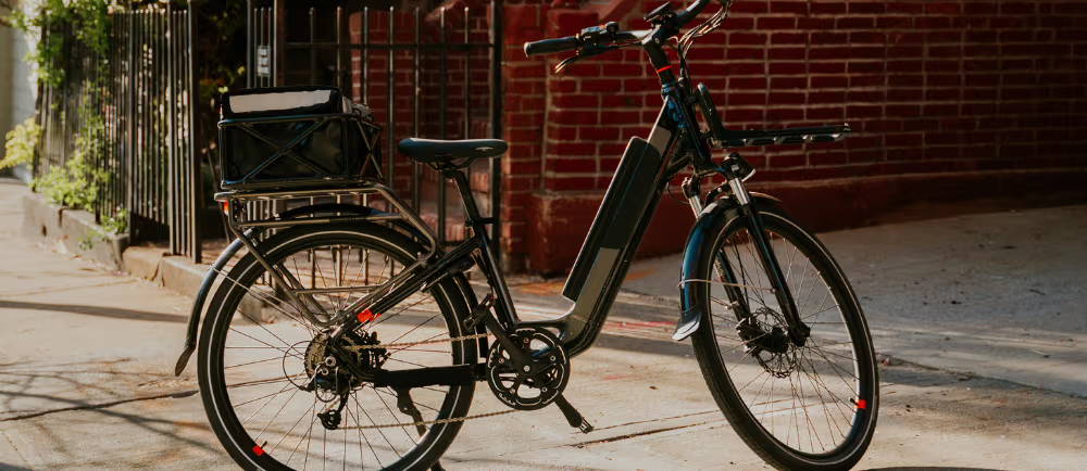 Commuter e-bike on its stand