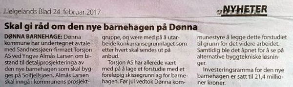 Skal gi råd om den nye barnehagen på Dønna