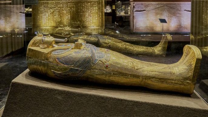 Replica of golden sarcophagus of Pharaoh Tutankhamun