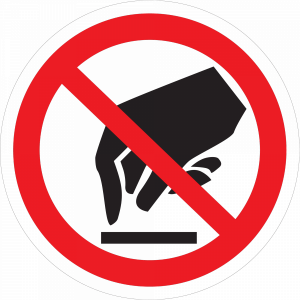 Векторный знак «Руками не трогать, не прикасаться»