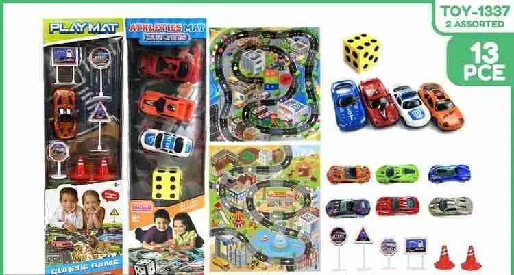 Playmat With Cars & Accessories 80X70Cm (Random Column and Designs will be sent)
