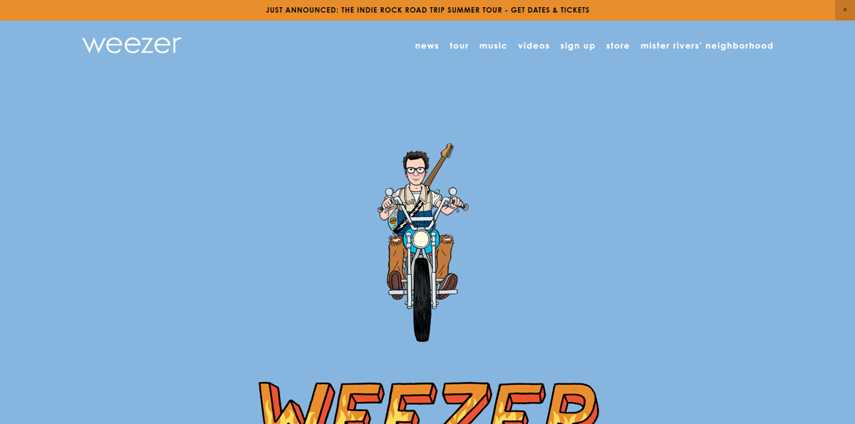 Screenshot of Weezer, from the band websites collection.