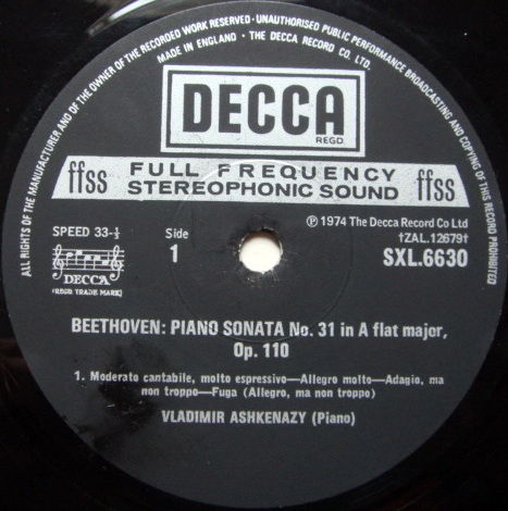 DECCA SXL-NB-ED4 / ASHKENAZY, - Beethoven Piano Sonatas...