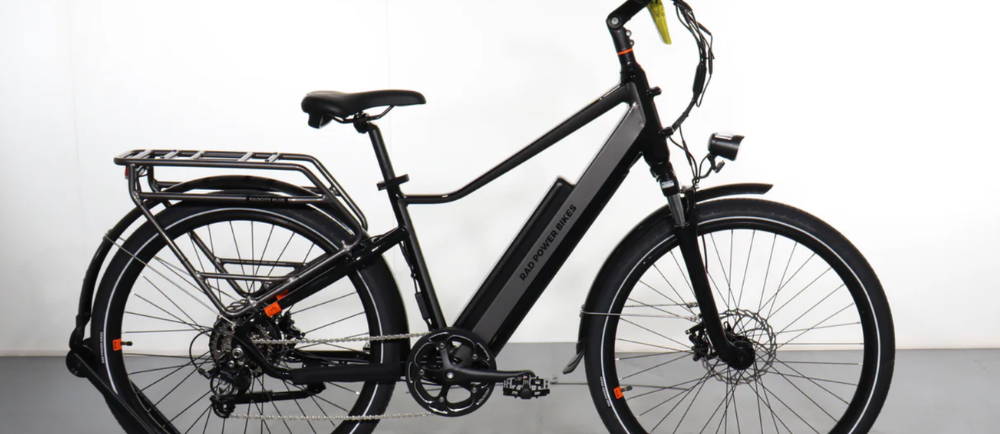 a black and gray Rad Power Bikes RadCity 5 Plus electric city bike